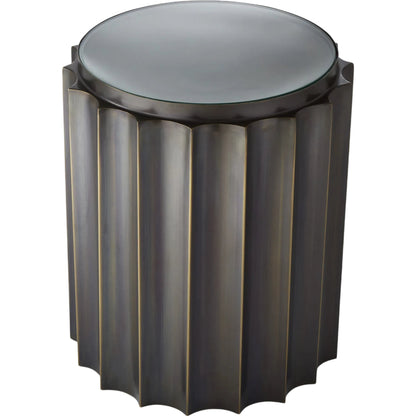 Fluted Column Table by Global Views. Made from stainless steel, tempered glass in a transitional style.