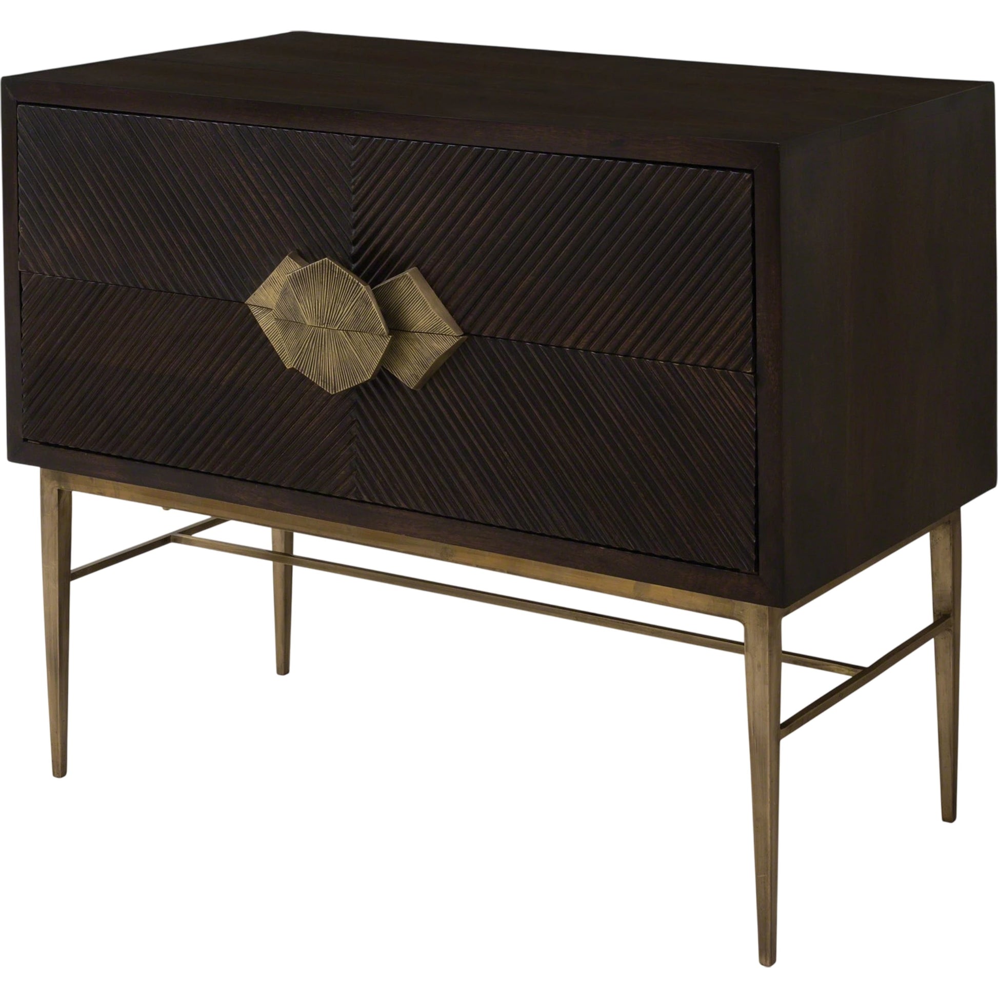 Galapagos Chest by Global Views in dark walnut, brass. Made from mango, mdf, brass in a transitional style.