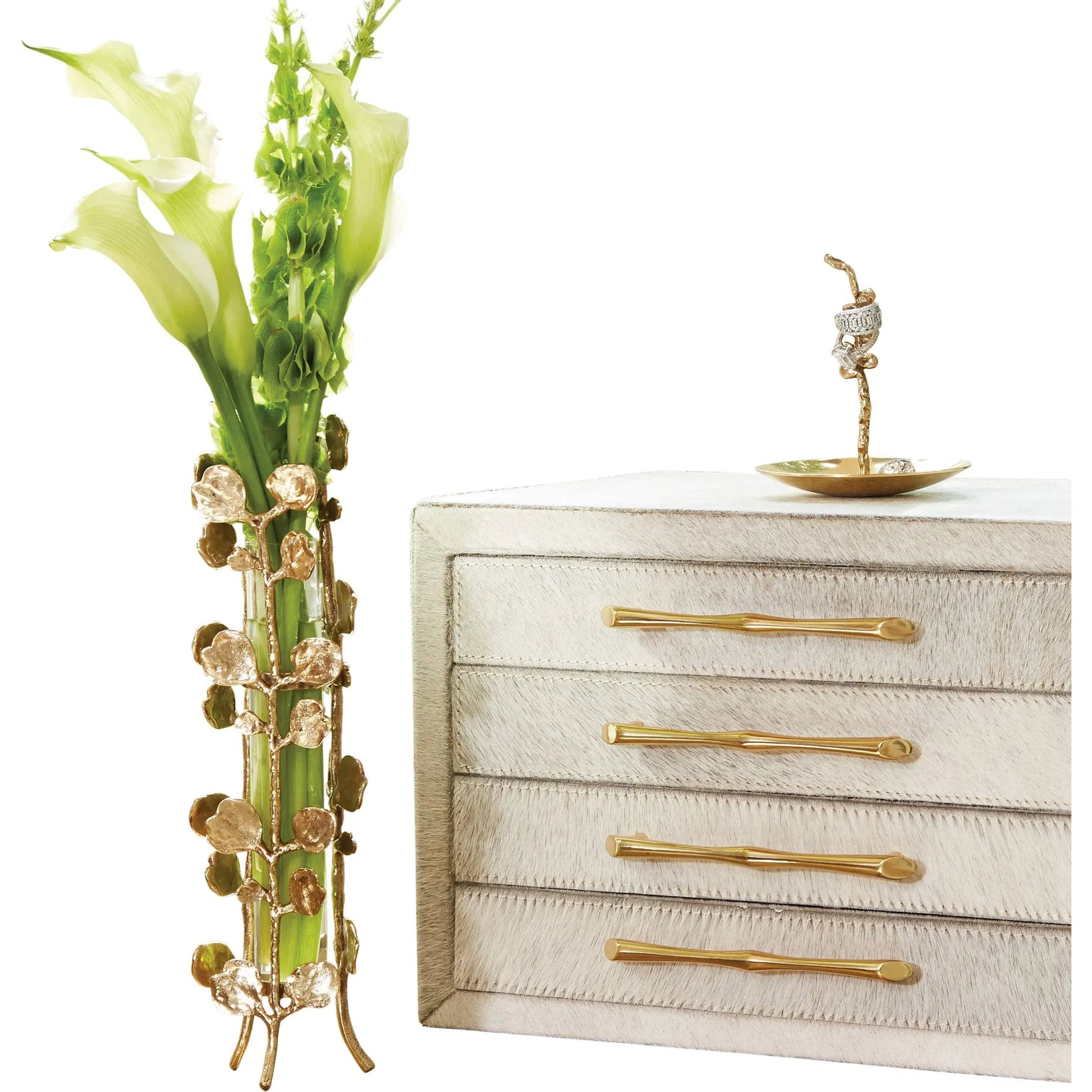 Bauhinia Bud Vase by Global Views. Made from brass, glass in a eclectic & global style.