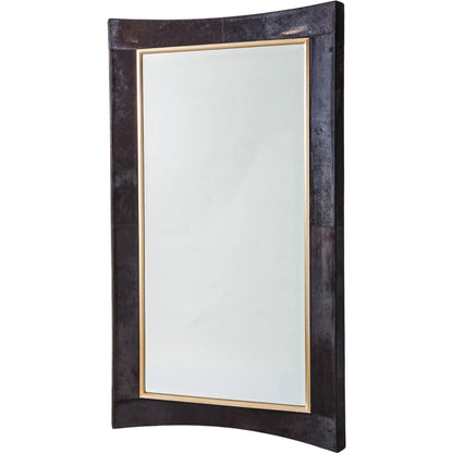 Curved Floor Mirror by Global Views in gold leaf. Made from unique in a transitional style.