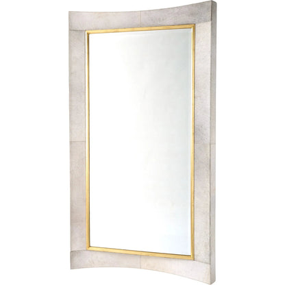 Curved Floor Mirror by Global Views in gold leaf. Made from unique in a transitional style.