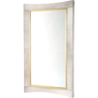 Curved Floor Mirror by Global Views in gold leaf. Made from unique in a transitional style.