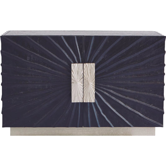 Pleated Cabinet by Global Views in black, nickel. Made from pine, aluminum, glass, metal in a eclectic & global style.