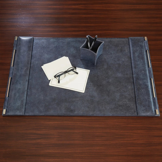 Folded Pencil Cup by Global Views. Made from leather in a modern style.