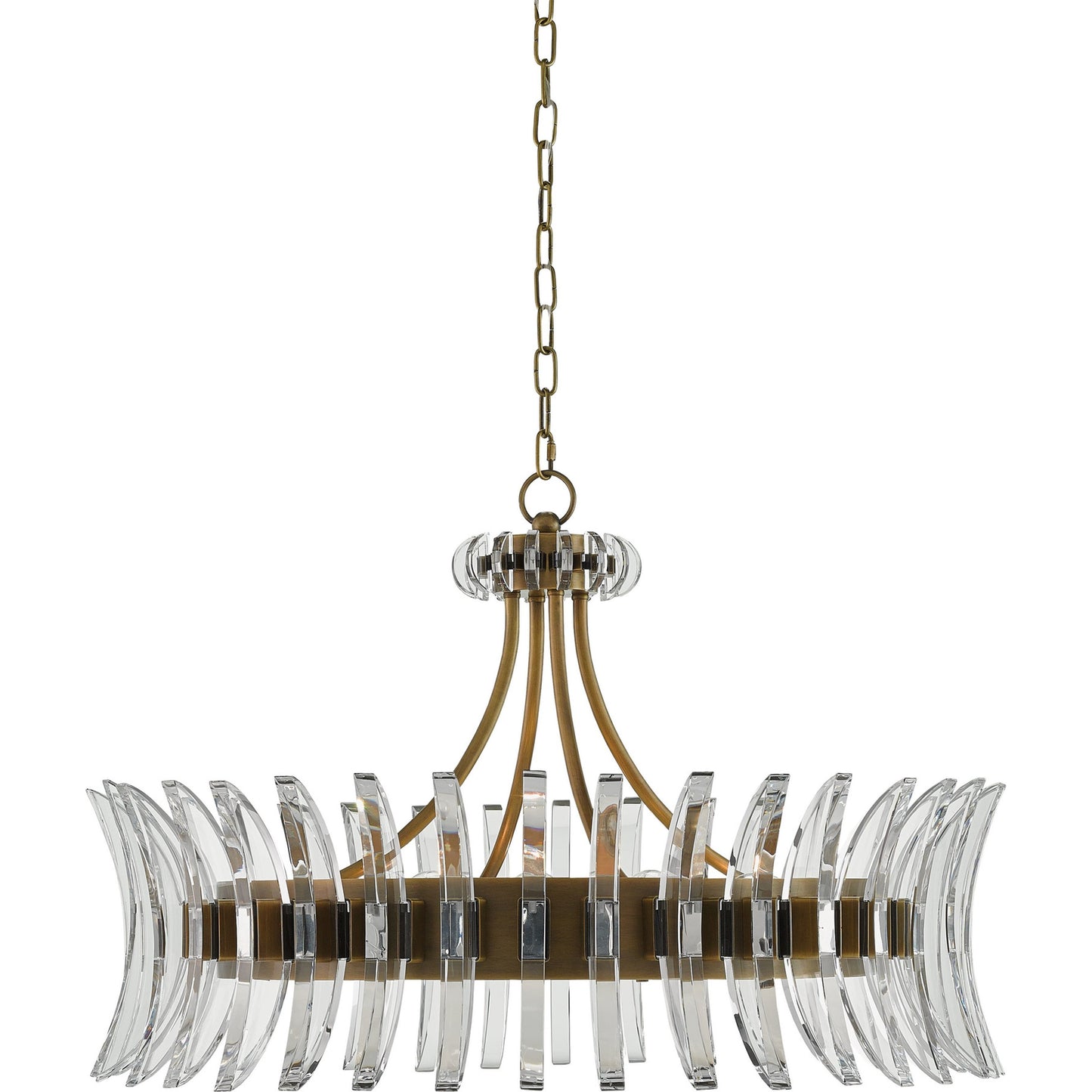 002 S-223493 | Additional Silo | Coquette Brass Chandelier by Currey and Company in antique brass. Made from metal, crystal in a modern style.