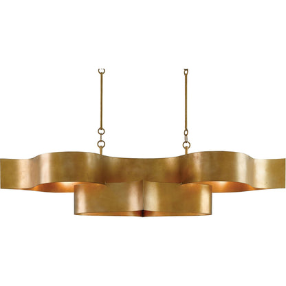 Grand Lotus Oval Chandelier by Currey and Company. Made from wrought iron in a modern style.