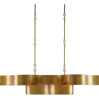 Grand Lotus Oval Chandelier by Currey and Company. Made from wrought iron in a modern style.