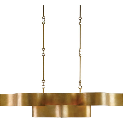 Grand Lotus Oval Chandelier by Currey and Company. Made from wrought iron in a modern style.