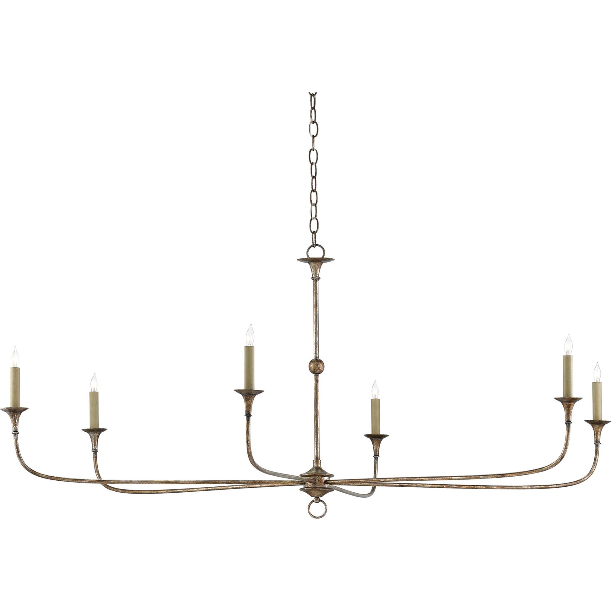 Nottaway Chandelier by Currey and Company. Made from wrought iron in a modern style.