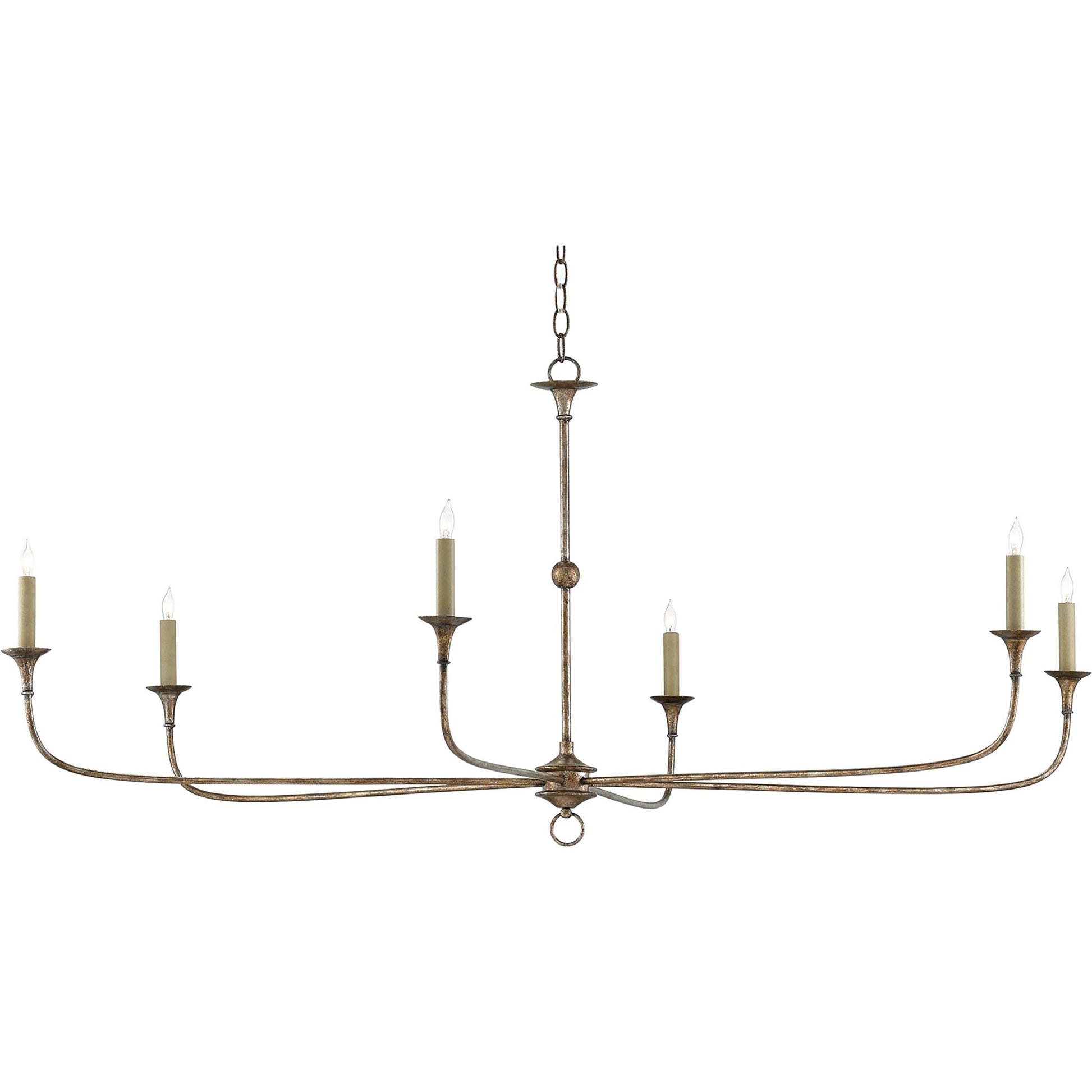 Nottaway Chandelier by Currey and Company. Made from wrought iron in a modern style.