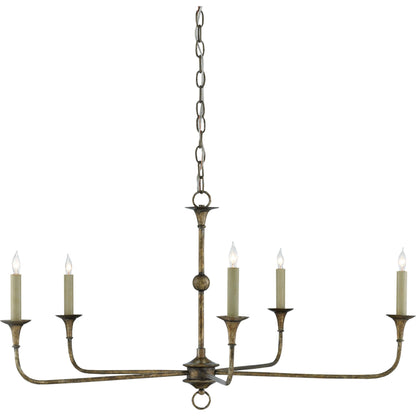 Nottaway Chandelier by Currey and Company. Made from wrought iron in a modern style.