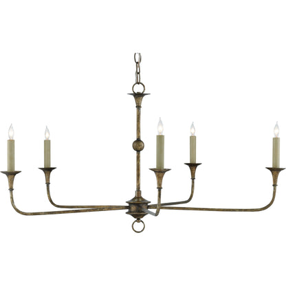 Nottaway Chandelier by Currey and Company. Made from wrought iron in a modern style.
