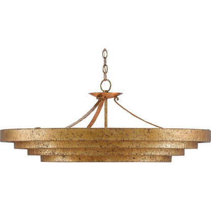 Belle Chandelier by Currey and Company in gold leaf, white. Made from wrought iron, glass in a modern style.