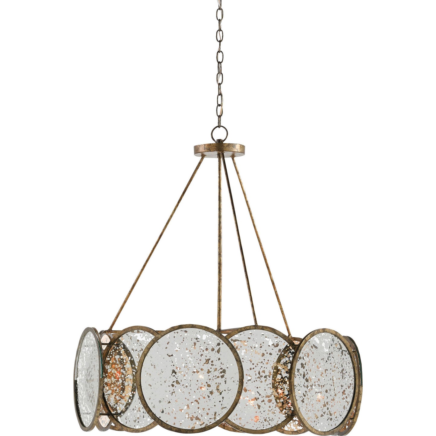 002 S-258206 | Additional Silo | Oliveri Chandelier by Currey and Company in pyrite bronze, raj mirror. Made from wrought iron, glass in a modern style.