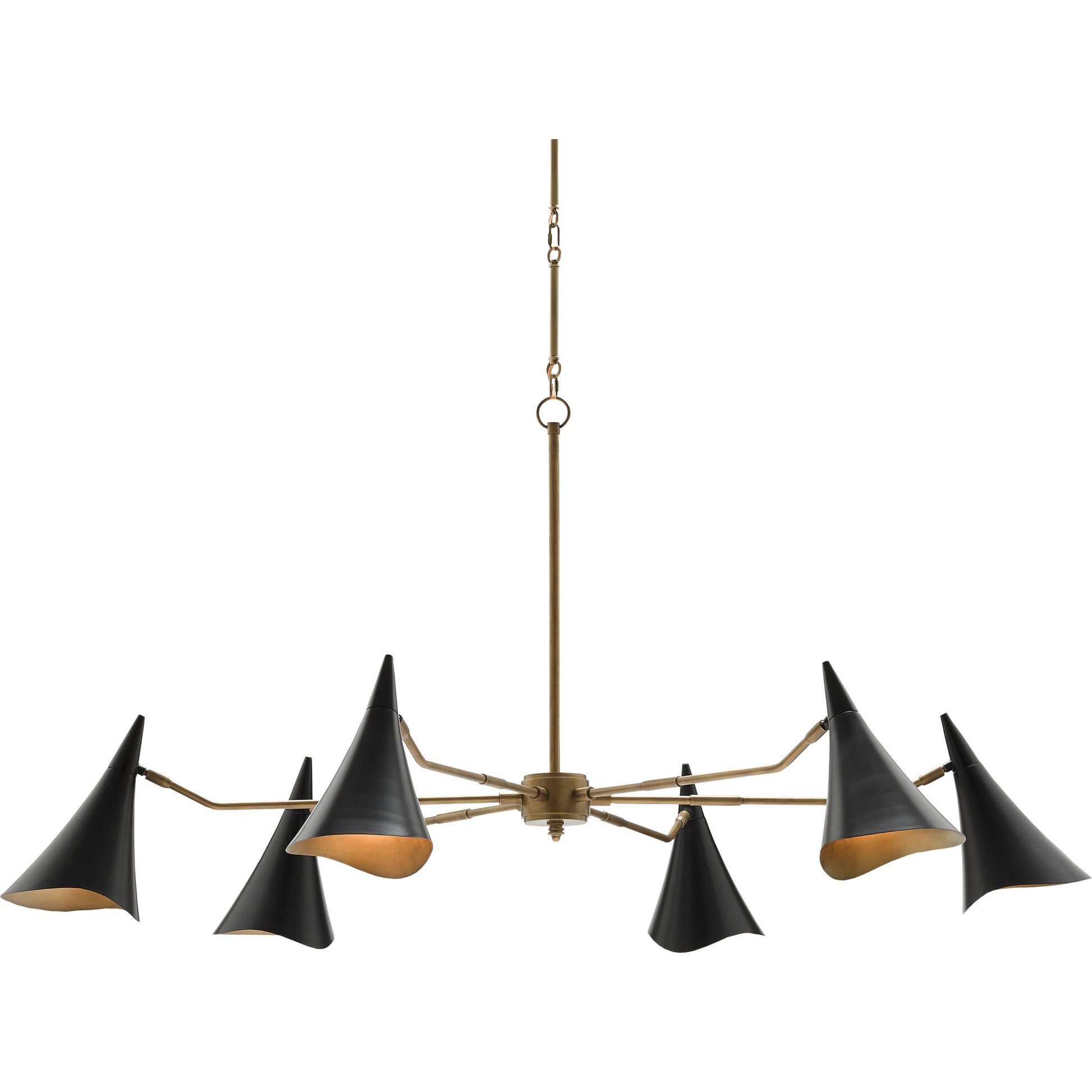 Library Chandelier by Currey and Company in oil rubbed bronze, antique brass. Made from metal in a modern style.