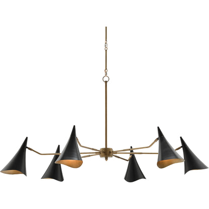 Library Chandelier by Currey and Company in oil rubbed bronze, antique brass. Made from metal in a modern style.