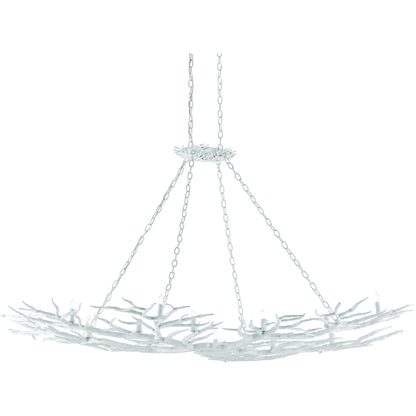 Rainforest Chandelier by Currey and Company in rustic bronze. Made from unique in a rustic style.