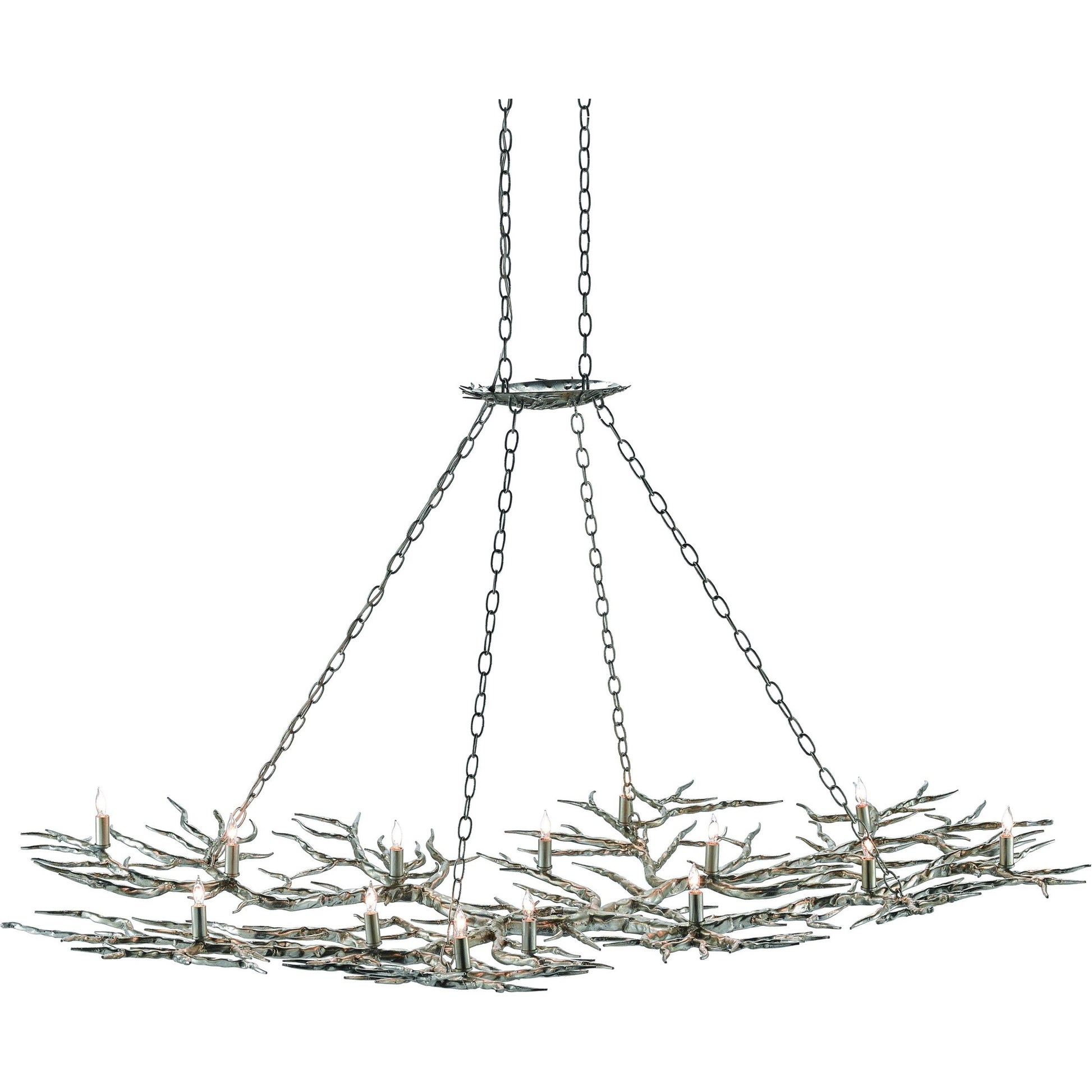 Rainforest Chandelier by Currey and Company in rustic bronze. Made from unique in a rustic style.