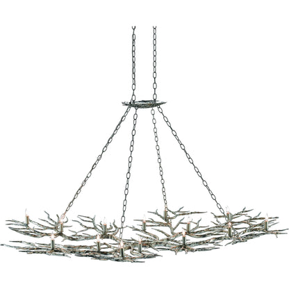 Rainforest Chandelier by Currey and Company in rustic bronze. Made from unique in a rustic style.