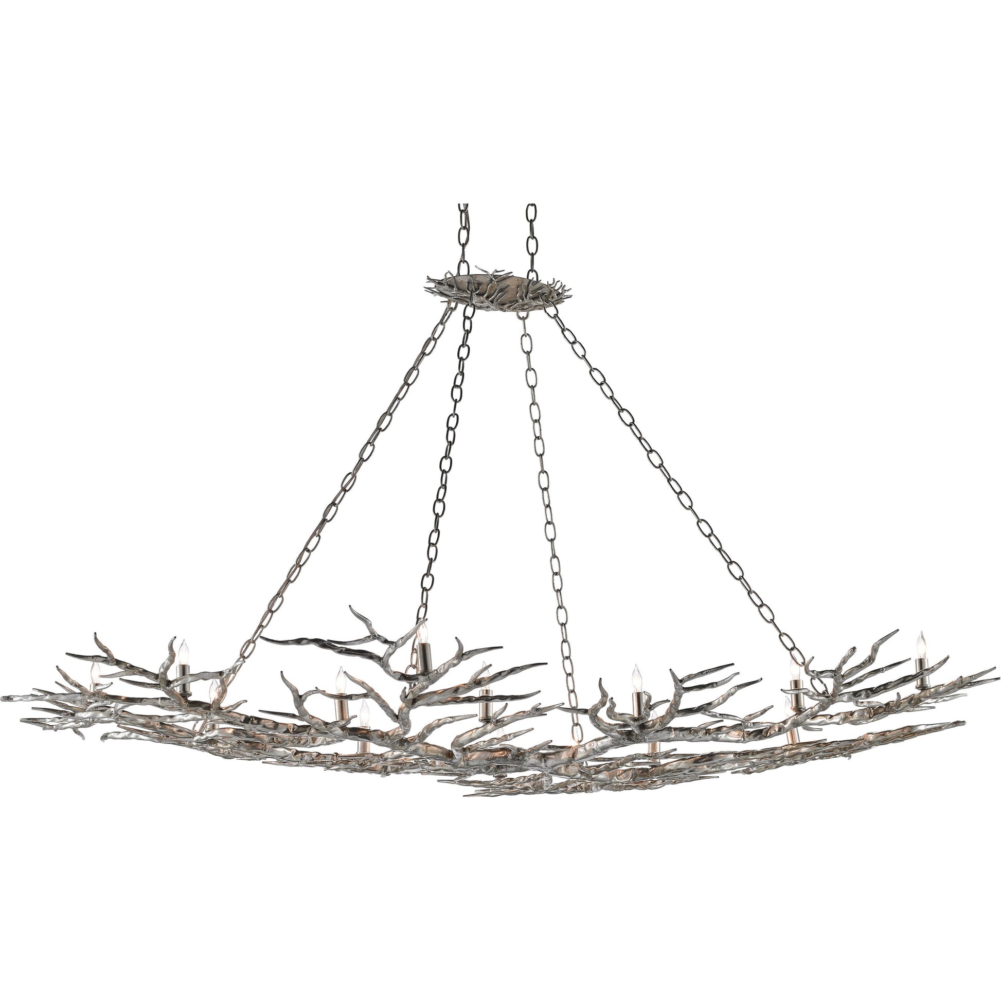 Rainforest Chandelier by Currey and Company in rustic bronze. Made from unique in a rustic style.