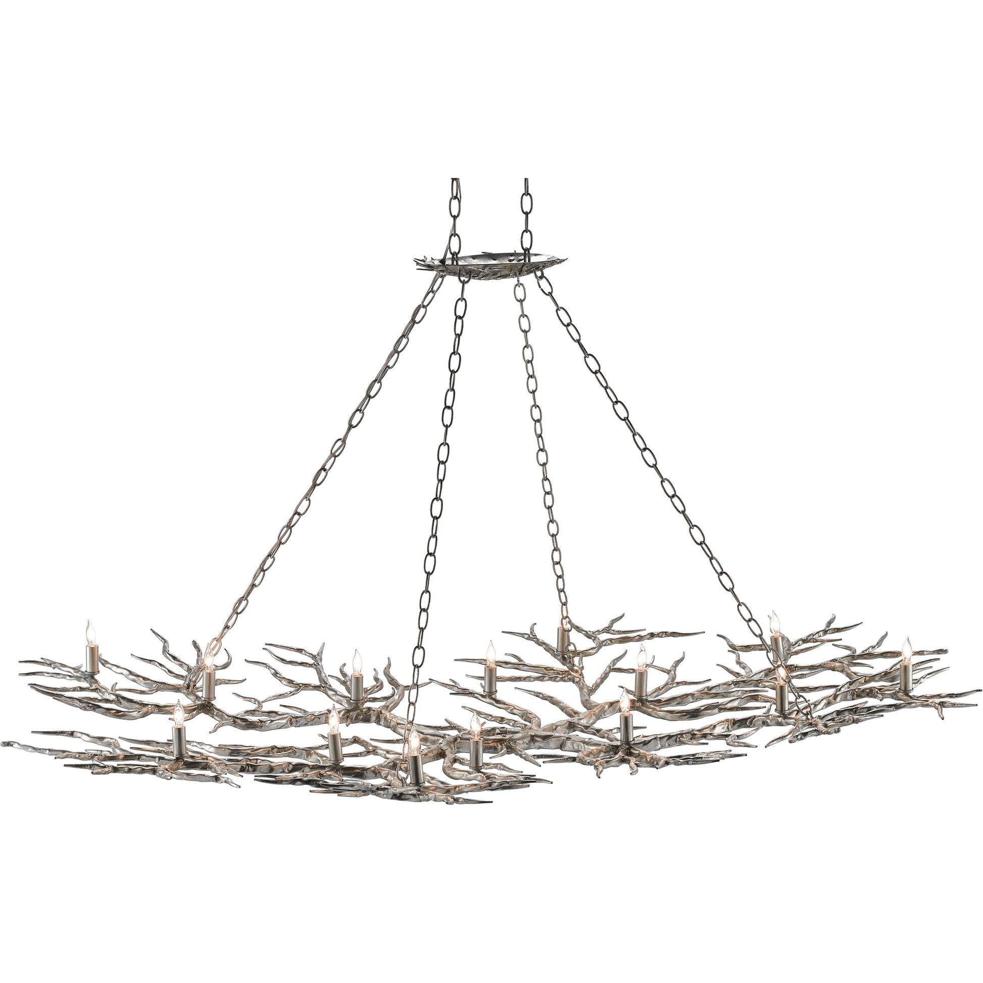 Rainforest Chandelier by Currey and Company in rustic bronze. Made from unique in a rustic style.