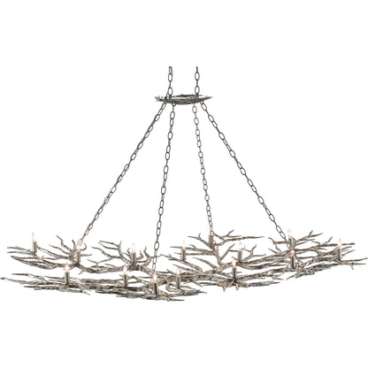 Rainforest Chandelier by Currey and Company in rustic bronze. Made from unique in a rustic style.