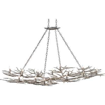 Rainforest Chandelier by Currey and Company in rustic bronze. Made from unique in a rustic style.