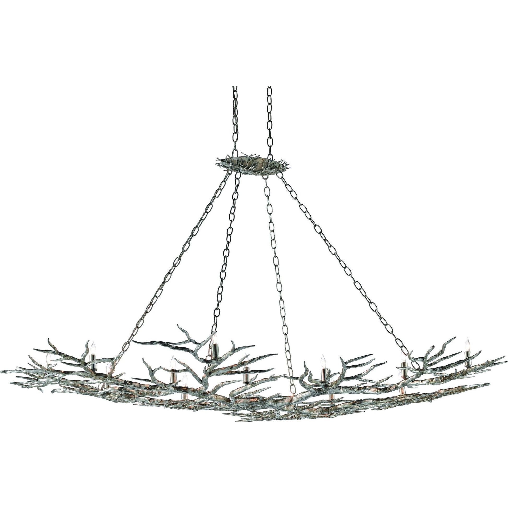 Rainforest Chandelier by Currey and Company in rustic bronze. Made from unique in a rustic style.