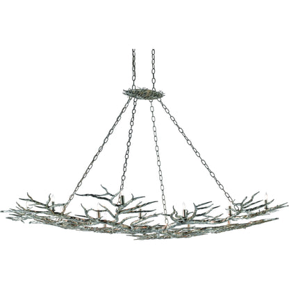 Rainforest Chandelier by Currey and Company in rustic bronze. Made from unique in a rustic style.