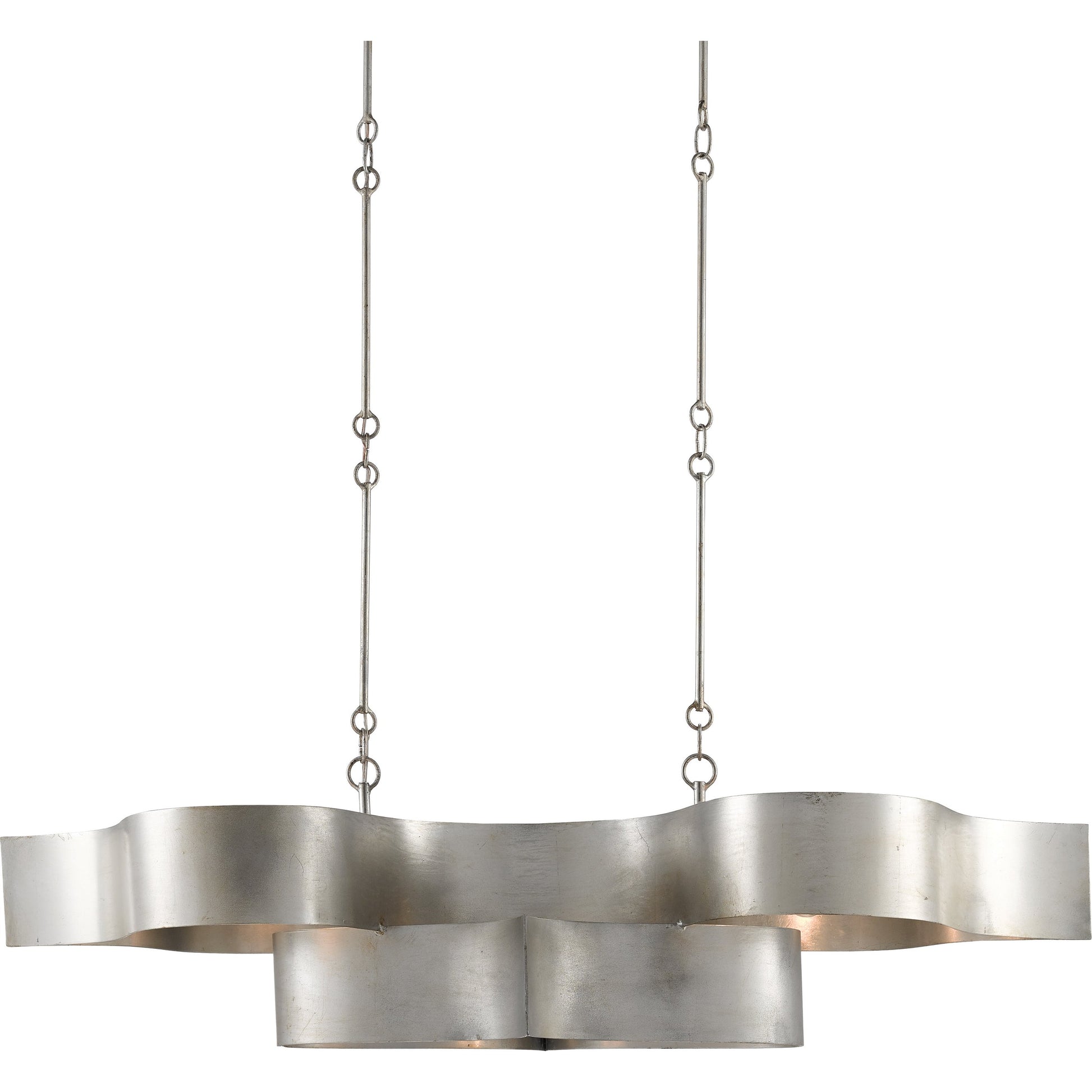 Grand Lotus Oval Chandelier by Currey and Company. Made from wrought iron in a modern style.
