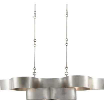 Grand Lotus Oval Chandelier by Currey and Company. Made from wrought iron in a modern style.