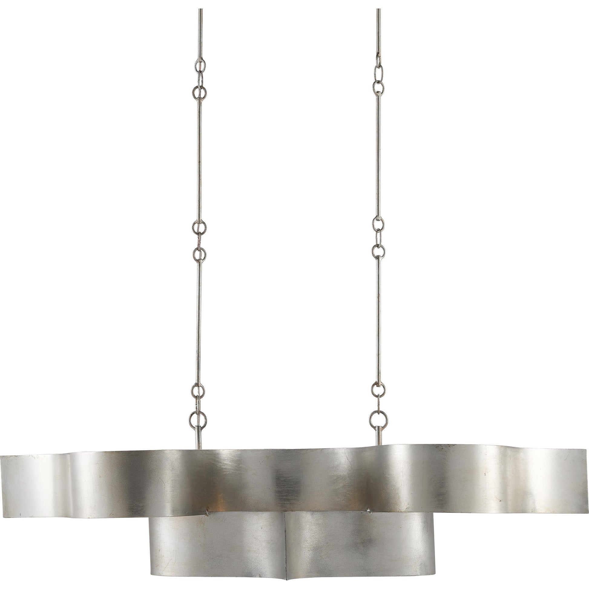 Grand Lotus Oval Chandelier by Currey and Company. Made from wrought iron in a modern style.