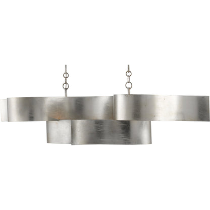 Grand Lotus Oval Chandelier by Currey and Company. Made from wrought iron in a modern style.