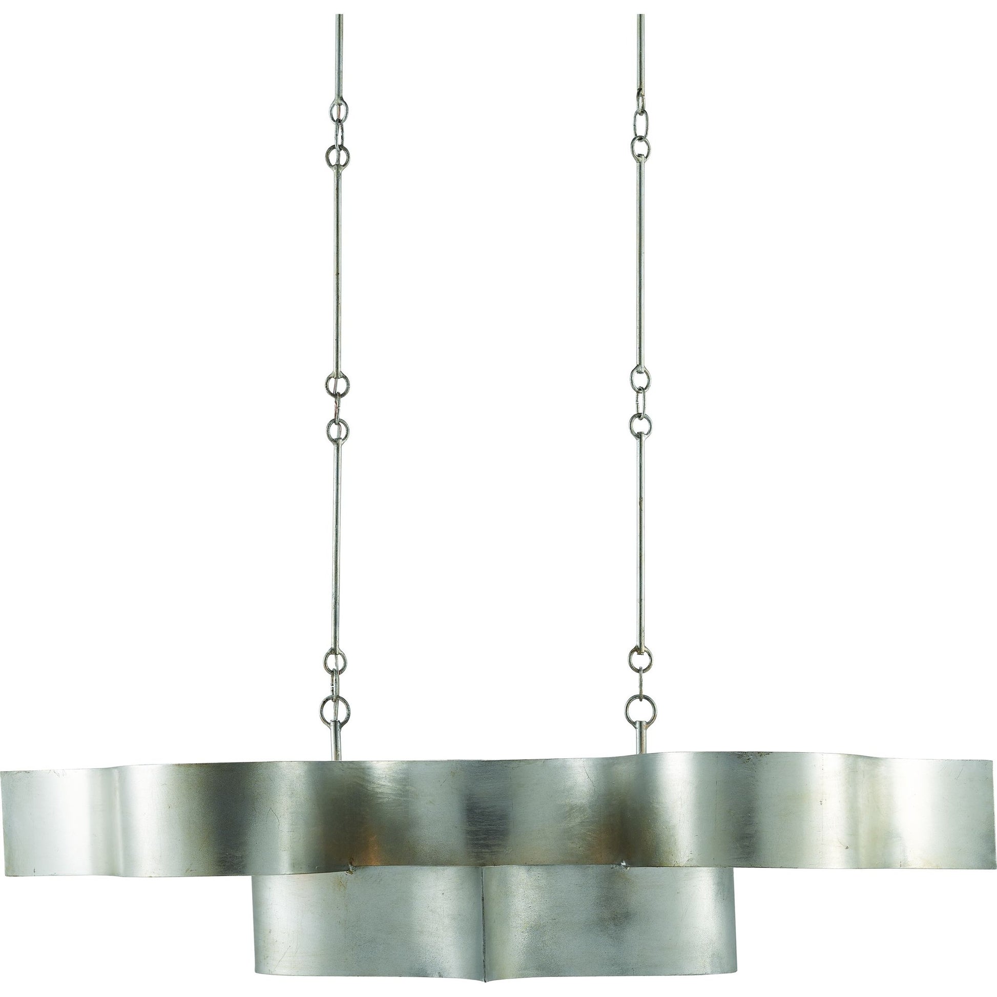 Grand Lotus Oval Chandelier by Currey and Company. Made from wrought iron in a modern style.