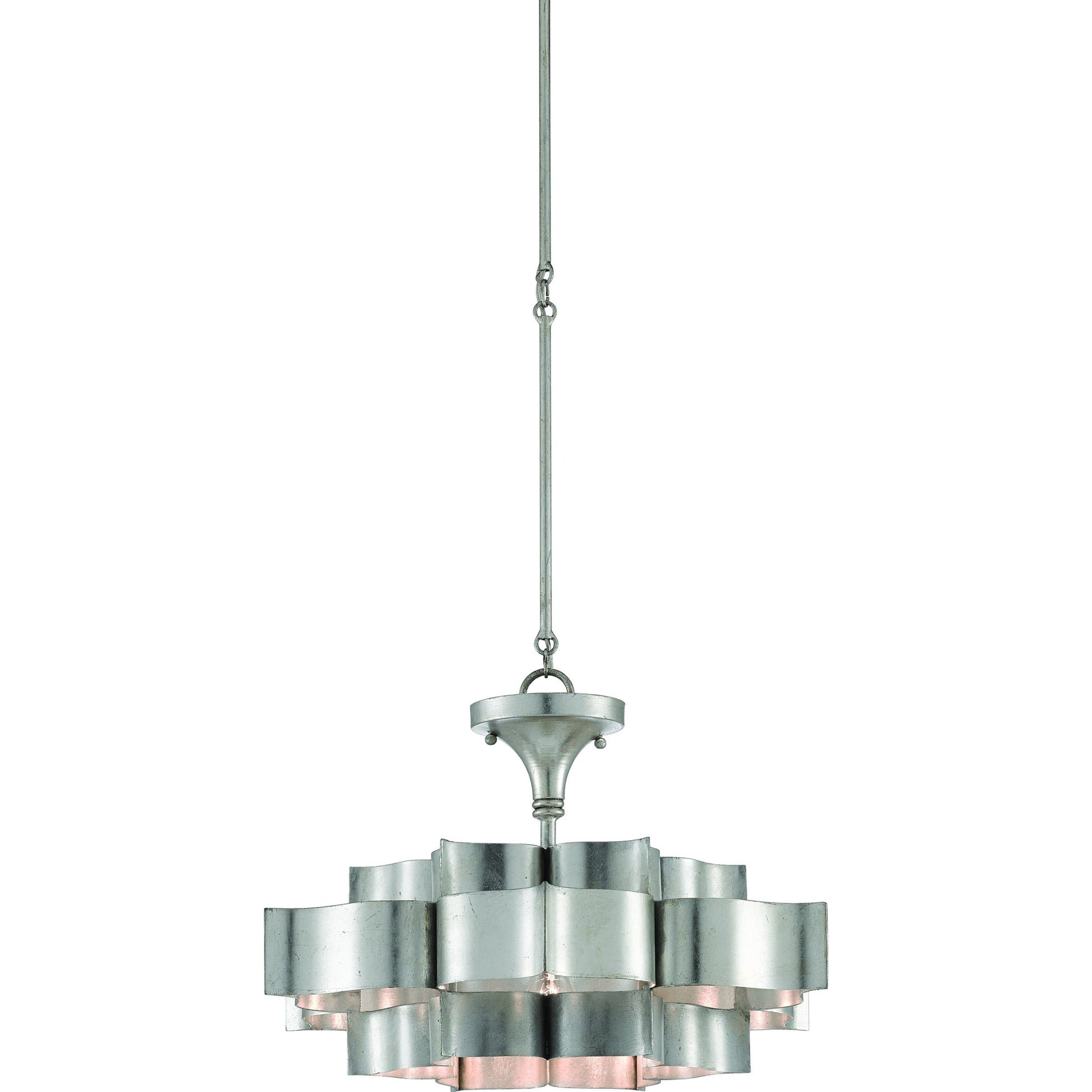 Grand Lotus Pendant/Semi-Flush Mount by Currey and Company. Made from wrought iron in a modern style.