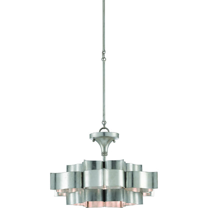 Grand Lotus Pendant/Semi-Flush Mount by Currey and Company. Made from wrought iron in a modern style.