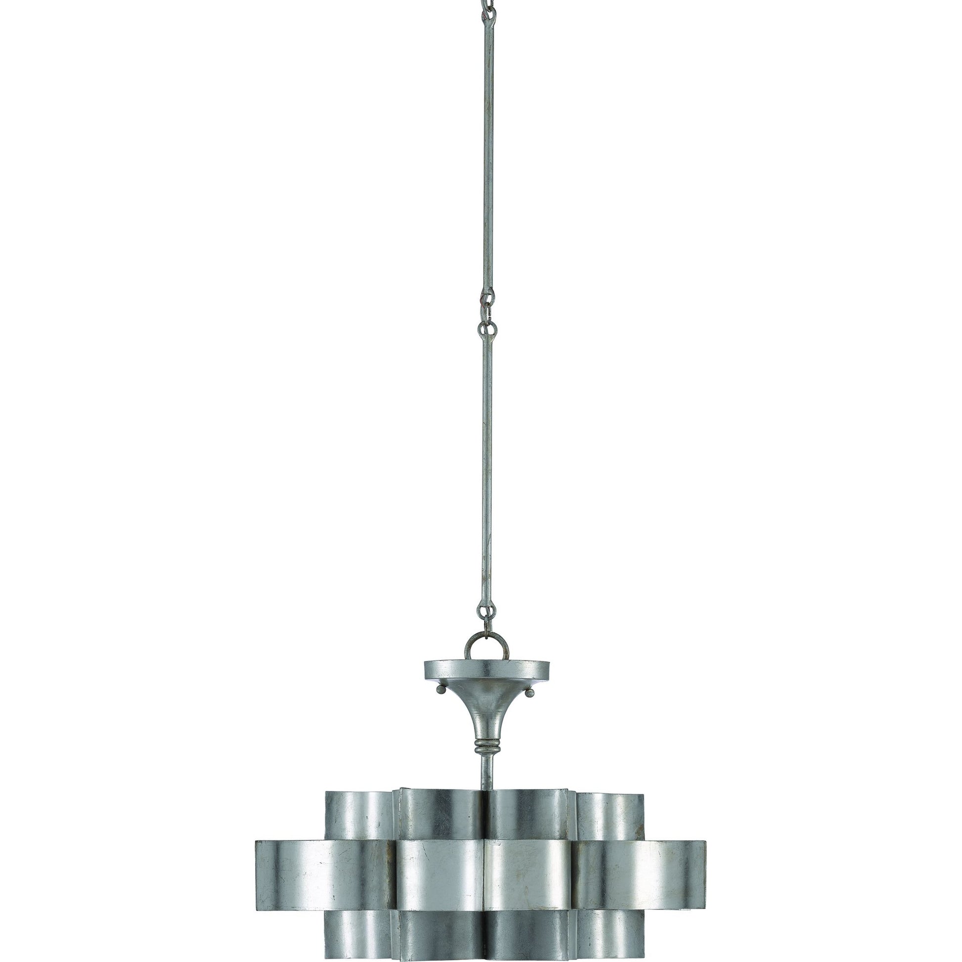 Grand Lotus Pendant/Semi-Flush Mount by Currey and Company. Made from wrought iron in a modern style.
