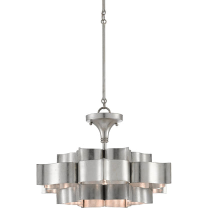 Grand Lotus Pendant/Semi-Flush Mount by Currey and Company. Made from wrought iron in a modern style.