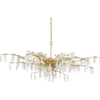 Forest Dawn Chandelier by Currey and Company. Made from wrought iron, crystal in a eclectic & global style.