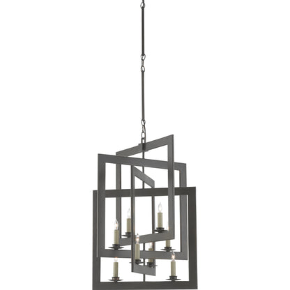 Middleton Chandelier by Currey and Company. Made from wrought iron in a modern style.
