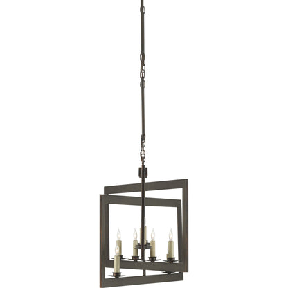 Middleton Rectangular Chandelier by Currey and Company. Made from wrought iron in a modern style.