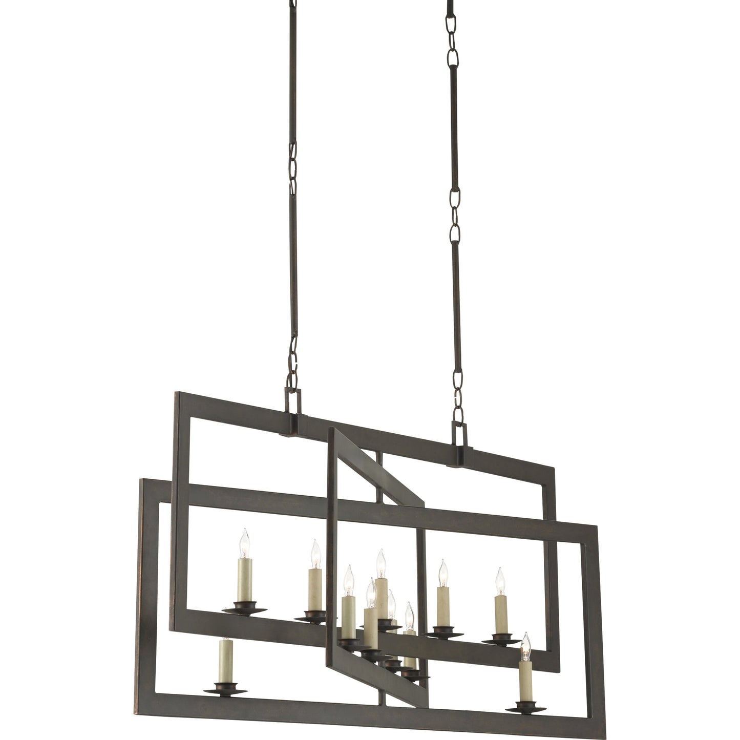 003 SR-767928 | Additional Silo | Middleton Rectangular Chandelier by Currey and Company. Made from wrought iron in a modern style.