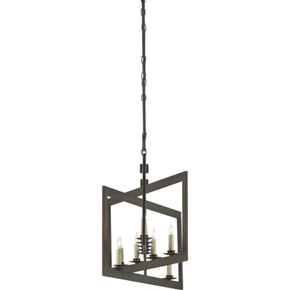 Middleton Rectangular Chandelier by Currey and Company. Made from wrought iron in a modern style.