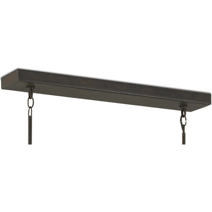 Middleton Rectangular Chandelier by Currey and Company. Made from wrought iron in a modern style.