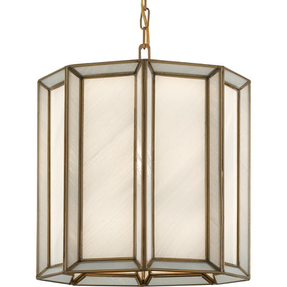 Daze Pendant by Currey and Company in antique brass, white. Made from brass, iron, milk glass in a modern style.