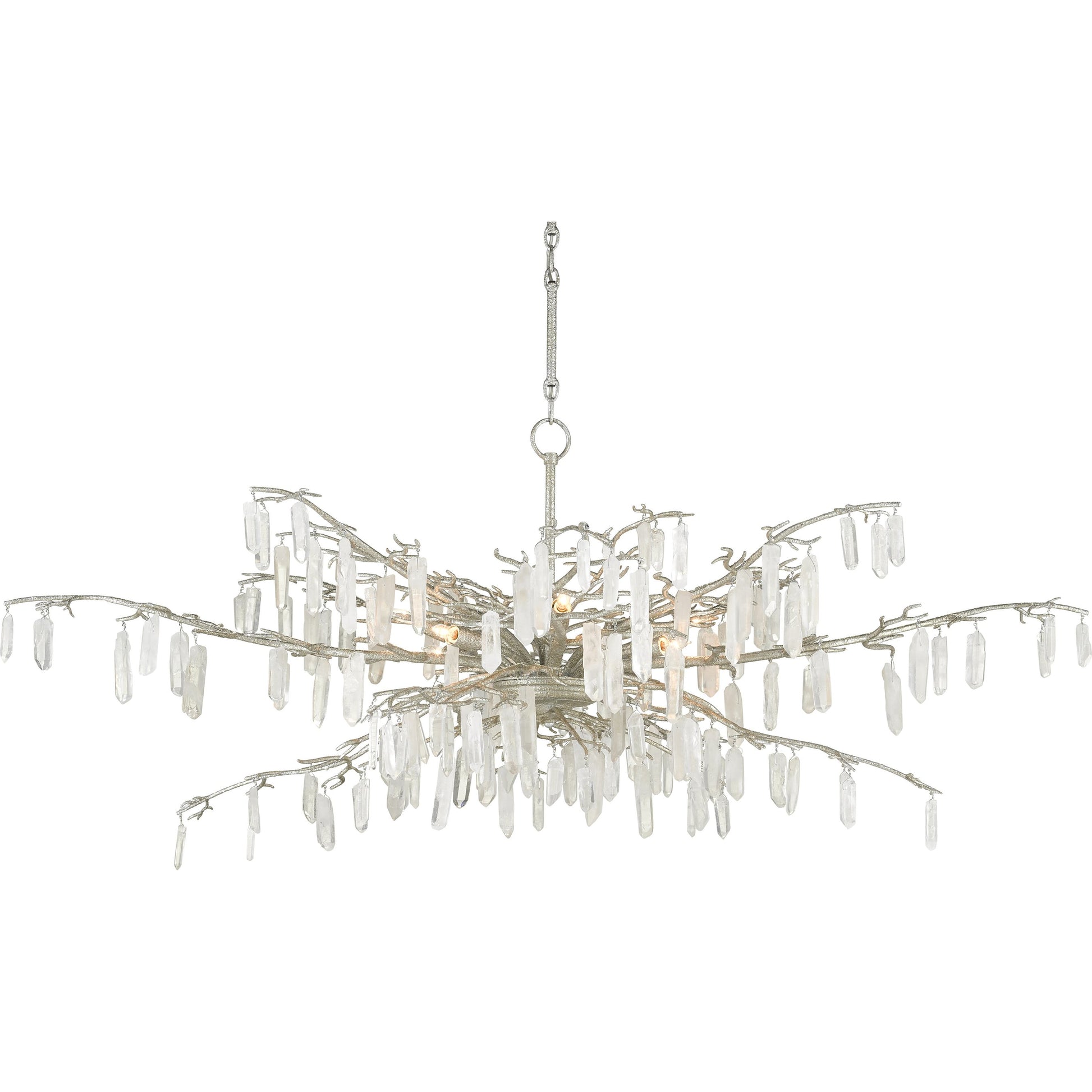 Forest Dawn Chandelier by Currey and Company. Made from wrought iron, crystal in a eclectic & global style.
