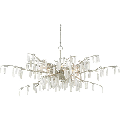 Forest Dawn Chandelier by Currey and Company. Made from wrought iron, crystal in a eclectic & global style.