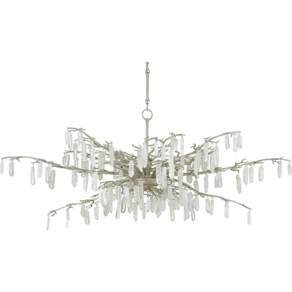 Forest Dawn Chandelier by Currey and Company. Made from wrought iron, crystal in a eclectic & global style.