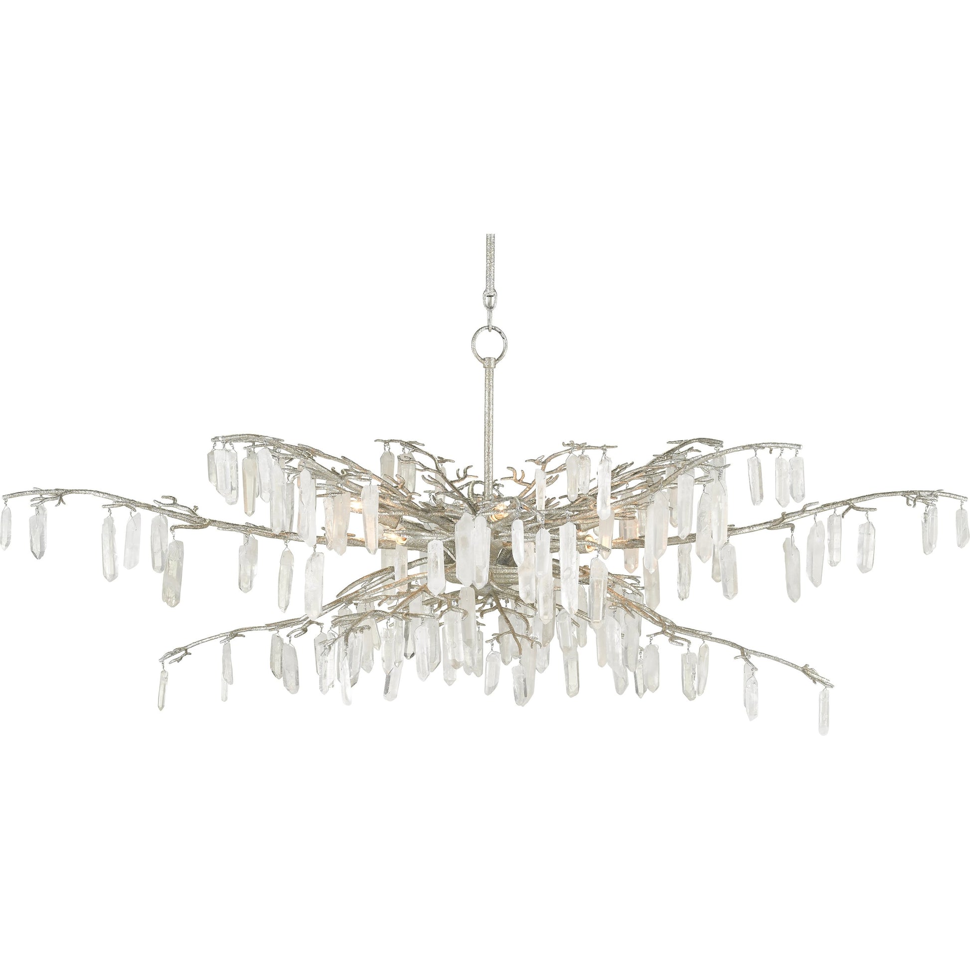 Forest Dawn Chandelier by Currey and Company. Made from wrought iron, crystal in a eclectic & global style.
