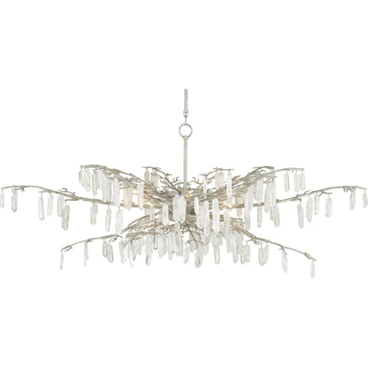 Forest Dawn Chandelier by Currey and Company. Made from wrought iron, crystal in a eclectic & global style.